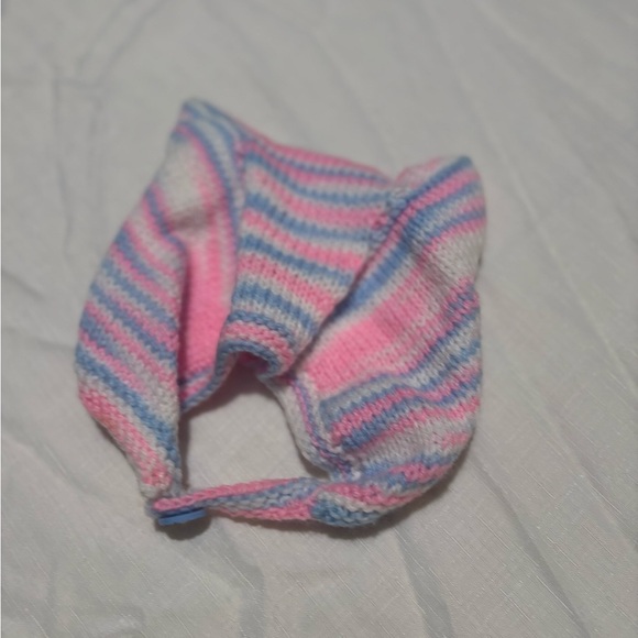 Vintage striped Pink and Blue Kids Knit Hat - Picture 2 of 6
